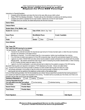 ESEA Supplemental Educational Services Request Form