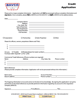 Credit Application Form