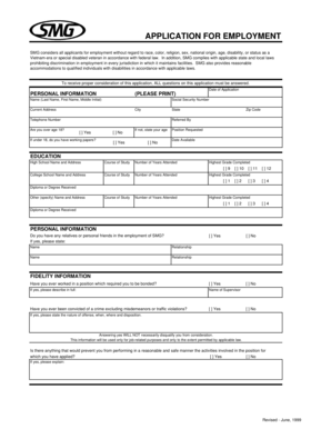 SMG Employment Application Form