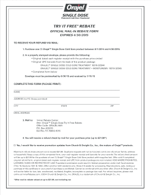 Orajel Single Dose Cold Sore Treatment Rebate Form