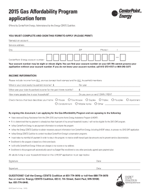 2015 Gas Affordability Program Application