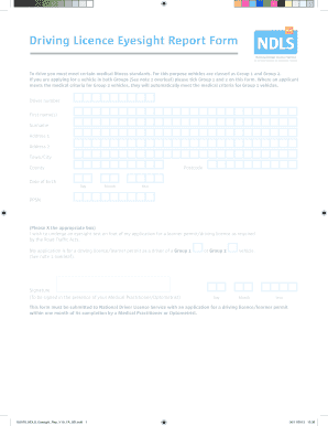 Driving Licence Eyesight Report Form
