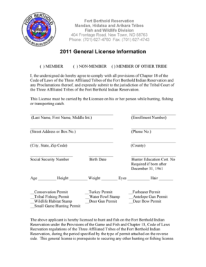 Fort Berthold Hunting and Fishing License