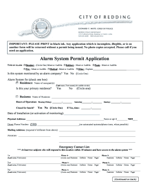 Alarm System Permit Application