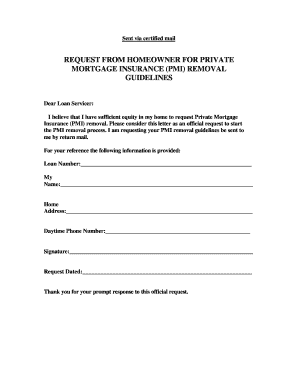 Request for Private Mortgage Insurance Removal