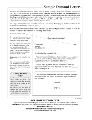 Sample Demand Letter - Check Enforcement Program