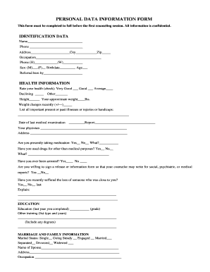 Personal Data Information Form