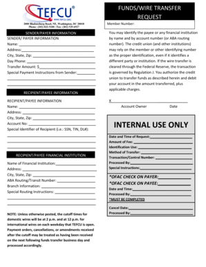 Funds Wire Transfer Request Form