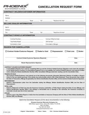 Vehicle Service Contract Cancellation Request Form