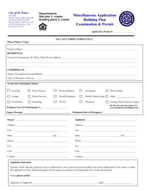 City of St. Peters Miscellaneous Application