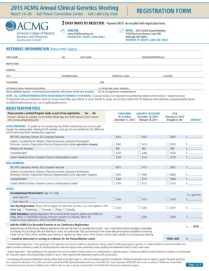 2015 ACMG Annual Clinical Genetics Meeting Registration Form