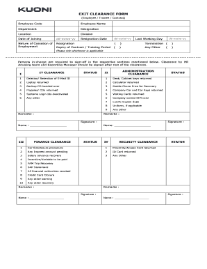 Employee Exit Clearance Form