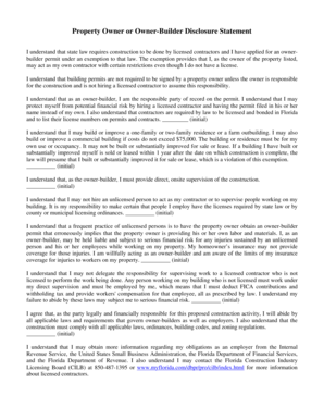 Florida Owner-Builder Disclosure Statement