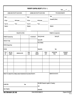 Property Control Receipt ER 700-1-1