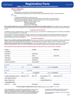 Region 4 Education Service Center Professional Development Registration Form