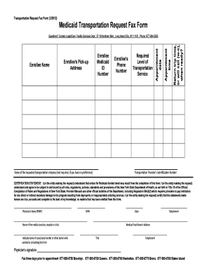 Medicaid Transportation Request Fax Form