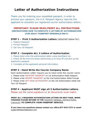 US Passport Renewal Authorization Letter