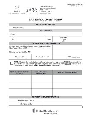 TRICARE West ERA Enrollment Form