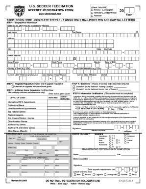 US Soccer Federation Referee Registration Form