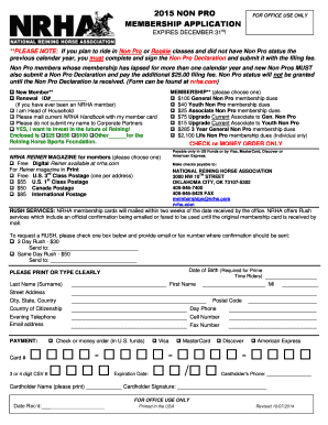 NRHA Non Pro Membership Application