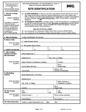 Michigan Site Identification Form