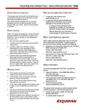 Equifax Credit File Request Form