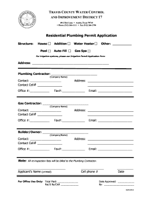 Residential Plumbing Permit Application