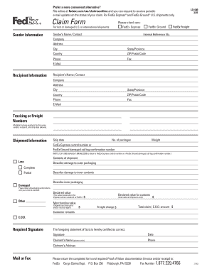 FedEx Cargo Claim Form