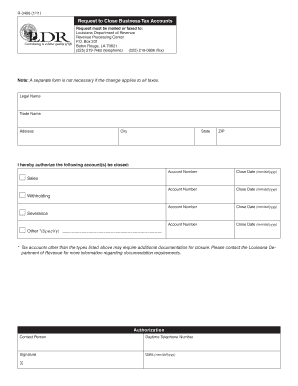 Request to Close Business Tax Accounts