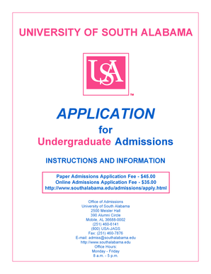 University of South Alabama Undergraduate Application