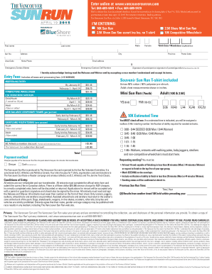 Vancouver Sun Run Registration Form