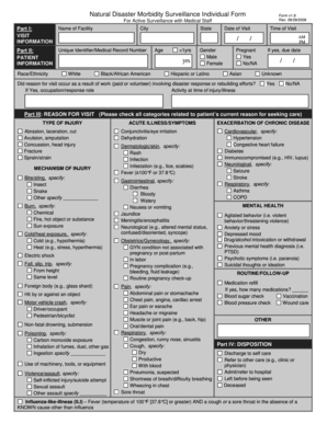 Natural Disaster Morbidity Surveillance Individual Form