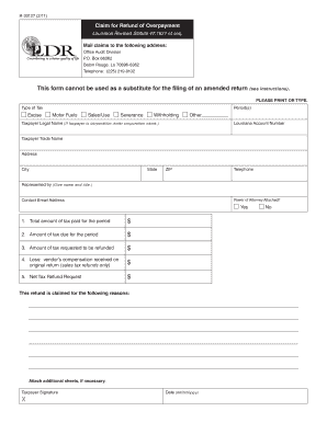 Louisiana Claim for Refund of Overpayment