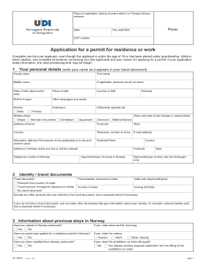 Norwegian Residence and Work Permit Application