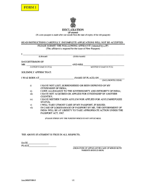 Indian Passport Affidavit Form