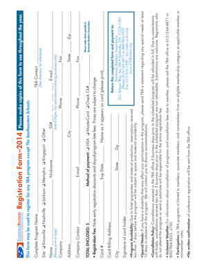 Tennessee Bankers Association Registration Form