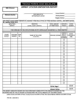 Arrest Citation Disposition Report