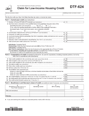 New York State Low-Income Housing Credit Form DTF-624