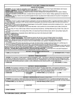 Survivor Benefit Plan Termination Request