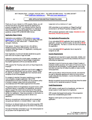 Huber Real Estate Rental Application