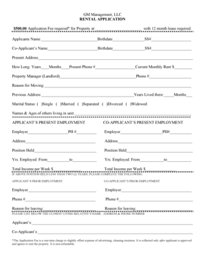 Rental Application Form
