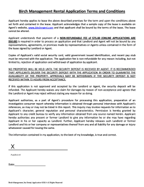 Birch Management Rental Application