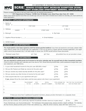 NYC Senior Citizen Rent Increase Exemption Application