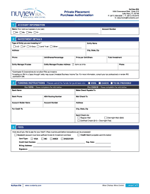 Private Placement Purchase Authorization