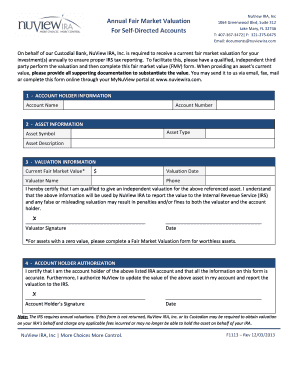 NuView IRA Annual Fair Market Valuation Form