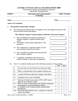 Junior Lyceum Annual Examinations 2009