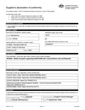 Supplier's Declaration of Conformity