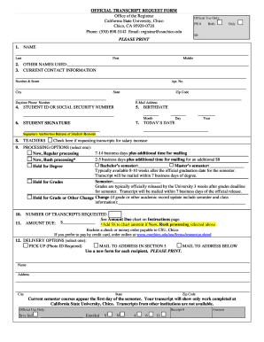 Official Transcript Request Form