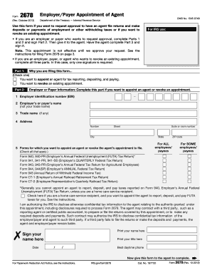 IRS Form 2678 Employer/Payer Appointment of Agent