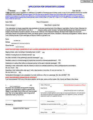 Wisconsin Operator's License Application